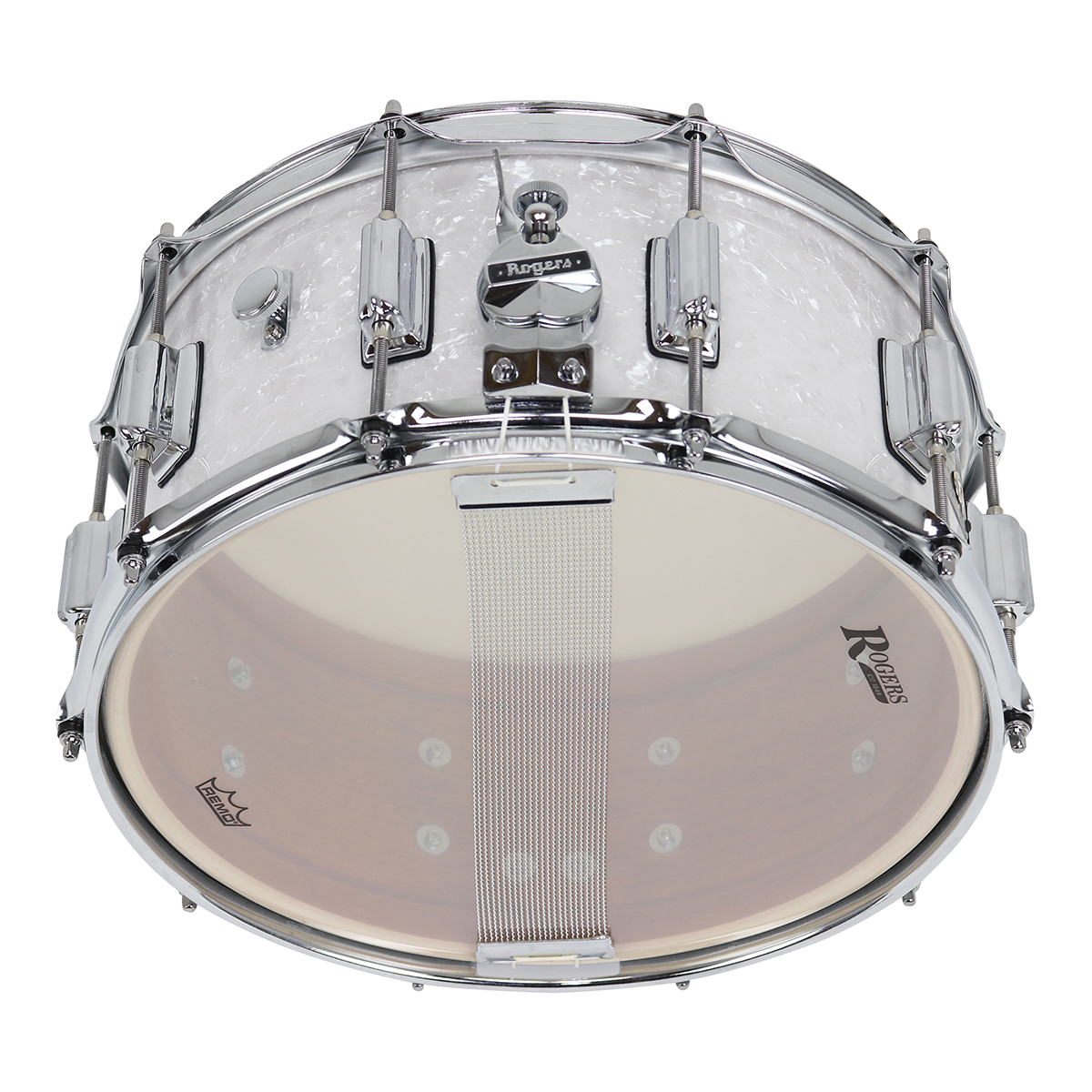 Rogers Drums USA | SUPERTEN WOOD SHELL SNARE DRUM – WHITE PEARL